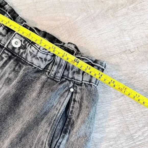 Zara Gray Black Denim Barrel Paperbag Jeans 8 - Picture 6 of 8
